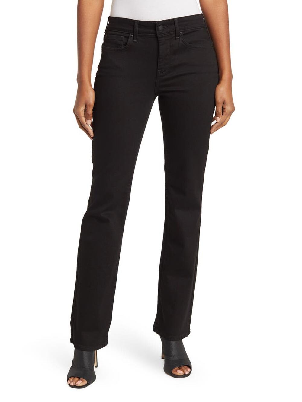 NYDJ Women's Size 16 Black Marilyn Straight Leg Cotton Blend Denim Jeans